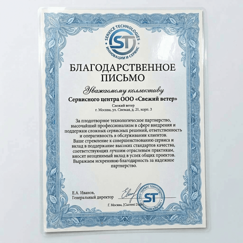 Благодарность от Resanta Technologies